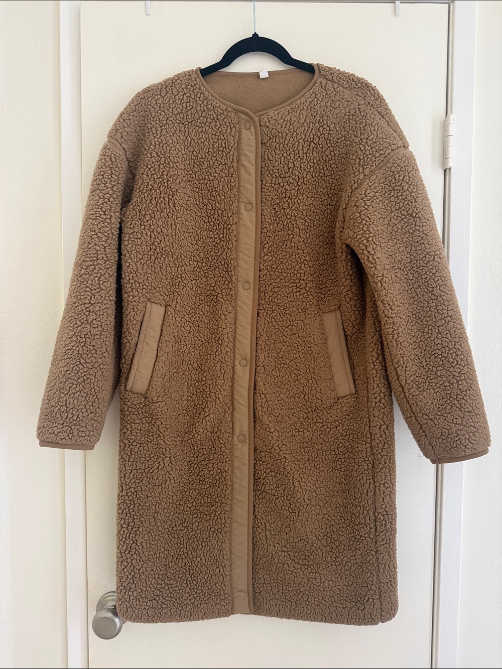 Uniqlo Teddy Long Coat in Camel Brown size XS